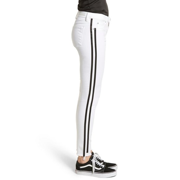 Munich White Skinny Racer Stripe Mid Rise Jeans 29 - Picture 3 of 9
